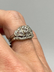 Art Deco 2Ct Round Lab Created Diamond 14K White Gold Over Engagement Ring Set