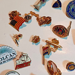 Assorted Lot of 41 Lapel Pins and Brooches AS IS 1 Lapel Pin Missing Back