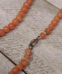 Victorian Antique 14k Gold Mediterranean Coral Orange Salmon 28in Necklace