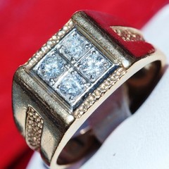 14k yellow gold ring 0.80ct natural diamond size 8 vintage handmade 7.2gr N1078A