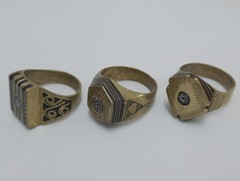 Morocco Top Brass Three Men’s Ring Chevron Bead Engraving Pieces US Size 11