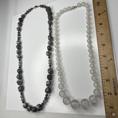 H1 Lot Lucite Acrylic Tan Resin Stones Beaded Taupe 70s Glam Retro Boho Hippie