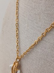 RARE J.J Gold Tone White Enamel Geometric Art Deco inspired pendant necklace