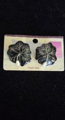 Vintage Thousand Flowers Earrings Enamel Lily Pad & Dangling Pearls