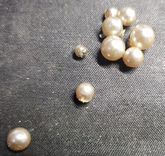 Gold toned Metal Imitation Pearl Rhinestone Cornucopia Brooch Pin NEEDS REPAIR