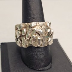 Vintage Brutalist Sterling Silver Abstract Figural Wide Band Ring Size 10 26.85g