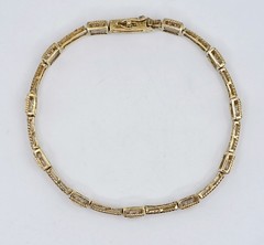 Vintage Gold Vermeil 925 Silver CZ Rope Link Panel Geometric Tennis Bracelet