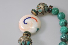 Vtg Mosaic Glass Beads Tibetan Stone Bead Chunky ethnic revival boho PC21