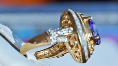 Gold over 925 silver sz 5 ring 4.89ct lab created tanzanite cubic zirconia 5.9g