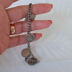 Vintage 1950-1970 Netherlands 10 Cent Coins Charm Bracelet Dutch Clogs 6″