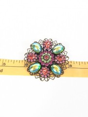 Liz Palacios Pink And Green Watermelon Rhinestone Brooch Pin Vintage