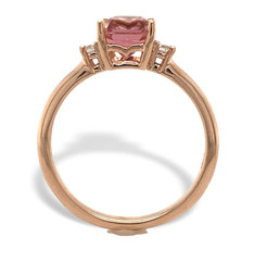 14k Rose Gold 1.60 Carat Pink Genuine Natural Tourmaline Diamond Ring (#J7535)