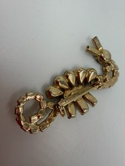 Vintage Brooch Rhinestone Seahorse Green Figural