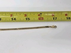 Vintage Gold Tone Scalloped Link Necklace Herringbone Chain 17 Inches Unsigned