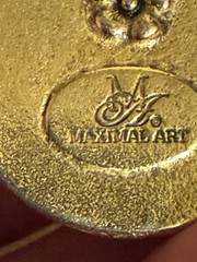 John Wind Maximal Art Butterfly Necklace Gold Tone Red Resin Pendant Signed