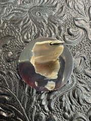 Vintage Mother of Pearl Mosaic Shell Round Pendant 1.5″ Iridescent Disc Boho Coa