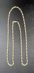 Vintage Gold Tone Trombone Link Paperclip Chain Necklace Barrel Clasp 25″