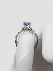$7K Scott Kay 1.62ct Cert Blue NO HEAT Sapphire Diamond 19k White Gold Ring SET