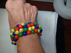 Vintage 1950’s Cha Cha Expansion Bracelet, Glass Multi Colored Beads