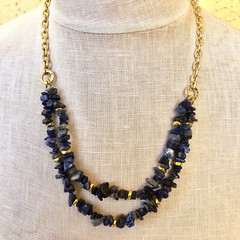 Lapis Necklace & Earring SET Lazuli Blue Natural Gravel Chip Gemstones