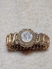 Antique D.F. Briggs CARMEN Sweetheart Expansion Bracelet Engraved Monogram