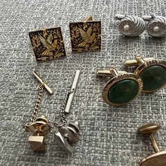 Vintage Men’s Cufflinks & Tie Tacks Lot – Damascene Swank Hickok Unmarked