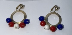 Vintage Mid Century Patriotic LOT of 3 Red, White & Blue Earrings #4th Of July