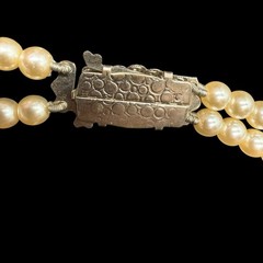 Vtg Double Strand Graduated Faux Pearl Necklace Fancy Box Clasp 21” Cottagecore