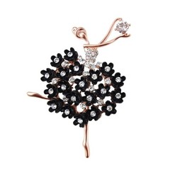 Rhinestone Ballet Dancer Brooch Pin for Women Girls Fashion Crystal Rose Gold…