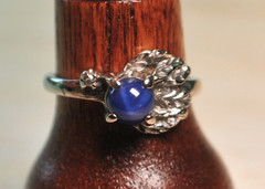 VTG Art Deco 10K White Gold Genuine Star Sapphire & Diamond Ring Sz 4.5 – 2.12 g