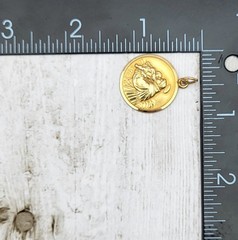 Vintage 18K Yellow Gold Saint Anthony Religious Charm Pendant 750 for Necklace
