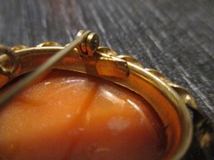 Antique Victorian Gold Filled GF Carved Shell Cameo Lady Portrait Brooch Pin!