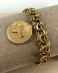 VTG 1/20 12k GF 10mm Double Link chain medal charm bracelet safety chain 7.5″