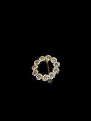 Antique Signed Carter, Gough & Co. 14K Yellow Gold Daisy Wreath Small Brooch