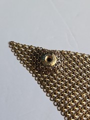 Vtg 1970’s 80s Gold Tone Mesh Cowl Bib Necklace Small