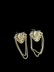 Vtg Butterfly Chandelier Dangling Earrings 3.5” Long Silver Toned Cabochon Stone