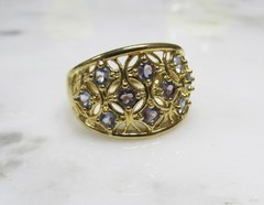 Ross Simons GP Sterling Silver Dome Ring w/ Unknown Stones ~ 6.4g ~ 4-C328