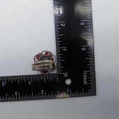 Vintage Red Glass Flower Ring Size 6.25 Expandable Silver Tone Boho Cute