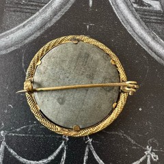 Antique Victorian Tintype Photo Brooch c1885 Ferrotype Portrait Pin Gold C Clasp