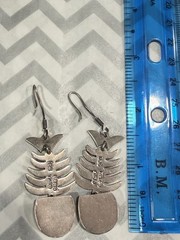 Vintage Mexico 925 Sterling Silver Fish Skeleton Dangle Earrings Taxco TR-89
