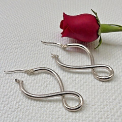 Vintage Designer 925 Sterling Silver Twist Tube Drop Dangle Earrings, 1.25″