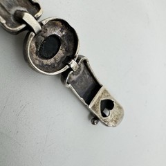 Vintage Sterling Silver 925 Marcasite and Black Onyx Link Bracelet 7.5 Inches
