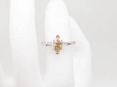 Vintage 1950s $5000 1.25ct Natural FANCY YELLOW Marquis Diamond Platinum Ring