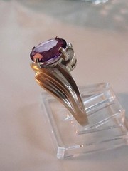 Vintage Oval Cut Amethyst Cocktail Band Ring Size 7 Sterling Silver