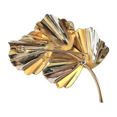 Floral Gold Plated Brooch Vintage
