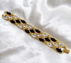 Vtg Runway Rare NAPIER “Black Tie” Swarovski Marquise Crystal Bracelet Book Pc