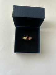 Vintage Red Cubic Zirconia Ring Gold Plated Womens Size 8.5