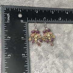 Gold Tone Brooch Earrings Set Pierce Pastel Tassels Multicolor Acrylic