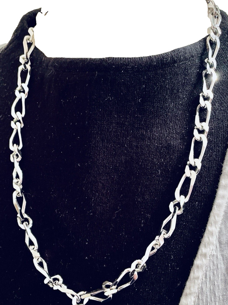 Monet Figaro Chain Necklace Silver Plated Metal 22″ Retro 80’s Timeless Classic