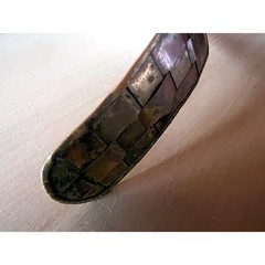 Mixed Metal Torque Collar Copper Brass Woven Checkerboard Choker Brutalist MCM
